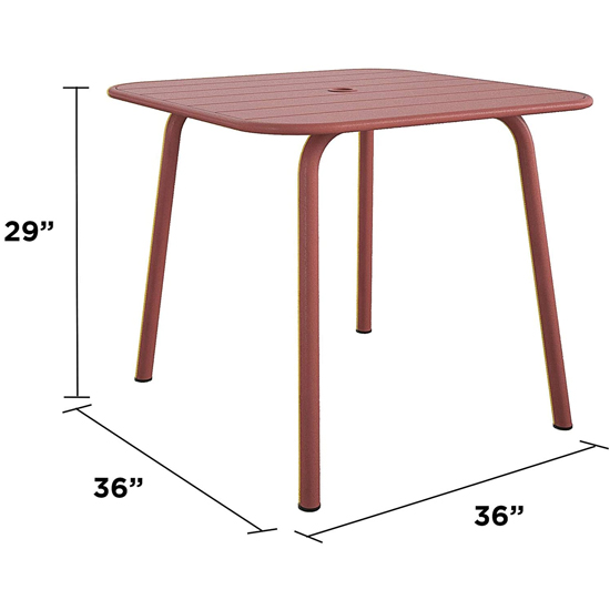 Necton June Square Metal Dining Table In Persimmon Red_4