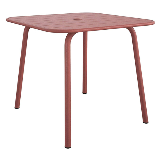 Necton June Square Metal Dining Table In Persimmon Red