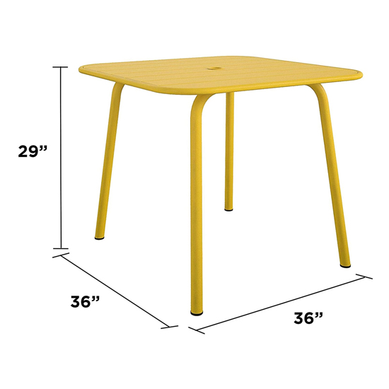 Necton June Square Metal Dining Table In Yellow_4