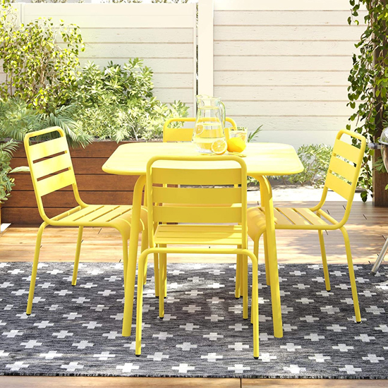 Necton June Square Metal Dining Table In Yellow_5