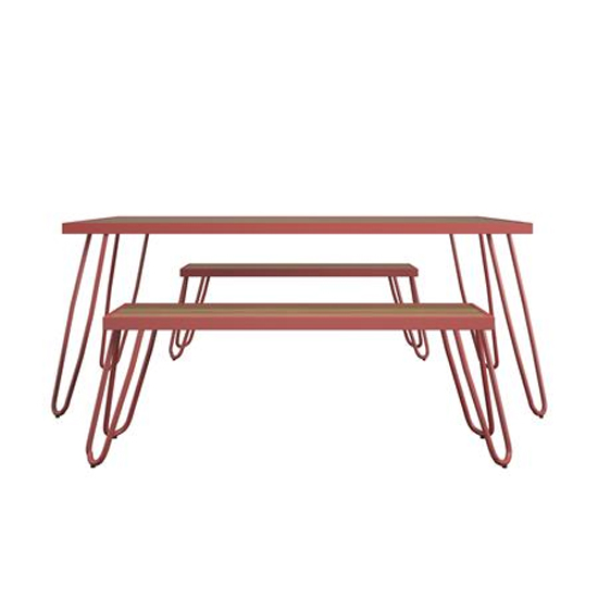Necton Paulette Dining Set With 2 Bench In Red_2