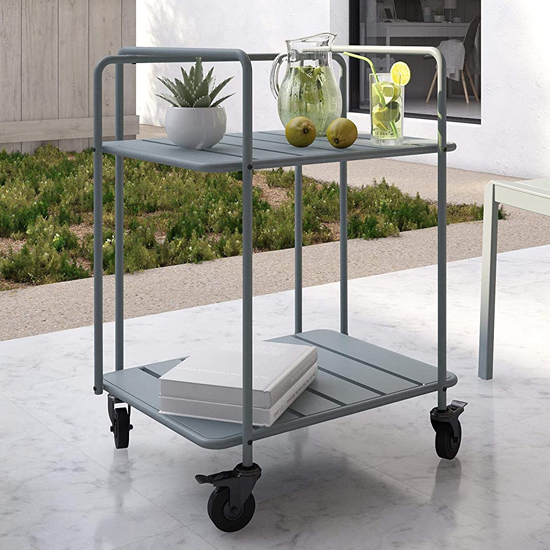 Necton Penelope Metal Serving Cart In Charcoal Grey