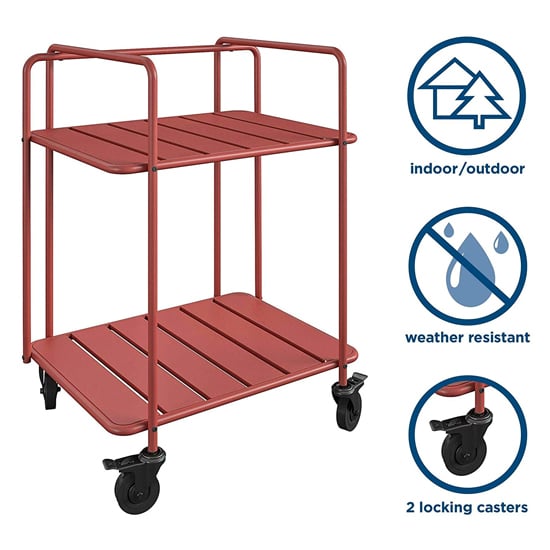 Necton Penelope Metal Serving Cart In Persimmon Red
