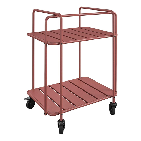 Necton Penelope Metal Serving Cart In Persimmon Red