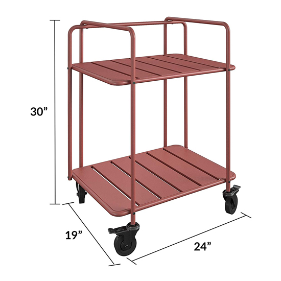 Necton Penelope Metal Serving Cart In Persimmon Red