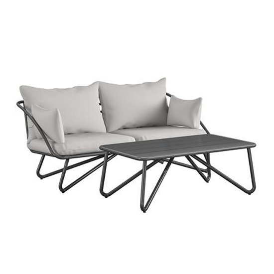Necton Teddi 2 Seaters Sofa And Coffee Table In Charcoal Grey_2