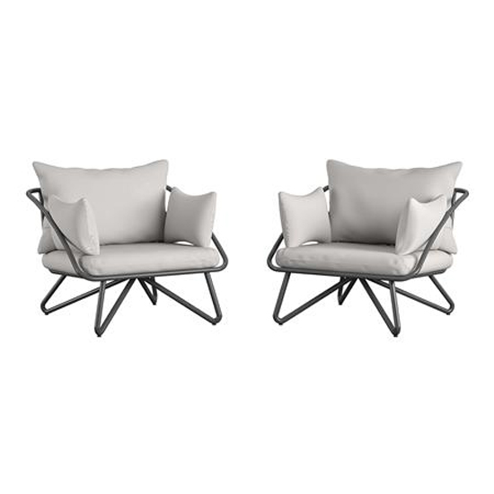 Novogratz Teddi Metal Lounge Chair Set In Charcoal Grey Furniture in