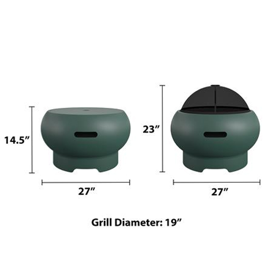 Necton Wood Burning Fire Pit With Grilling In Dark Green_5