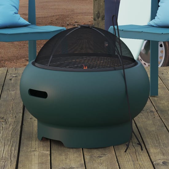 Necton Wood Burning Fire Pit With Grilling In Dark Green