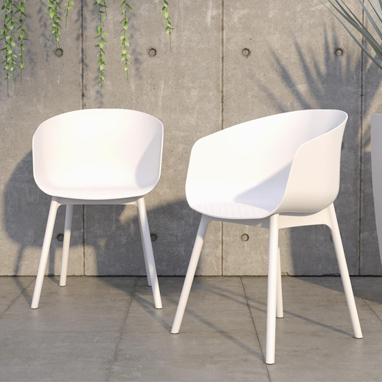 Novogratz York Outdoor White Resin Dining Chairs In Pair Sale
