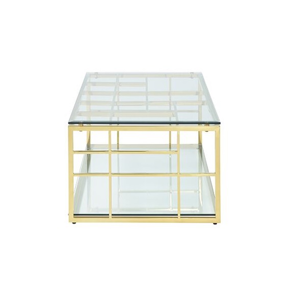 Nowak Glass Coffee Table Rectangular In Clear With Gold Frame