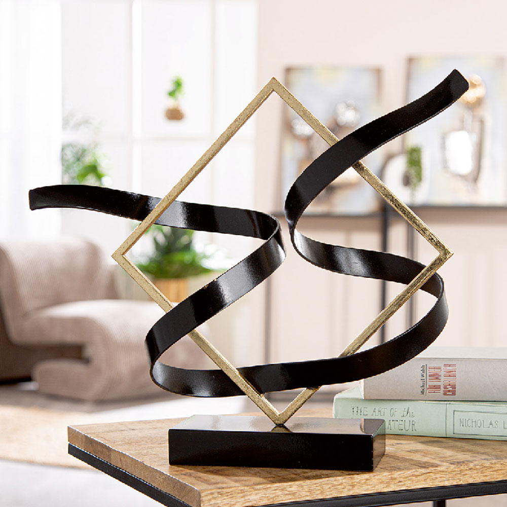 Noxel Metal Square Swing Sculpture in Black and Gold