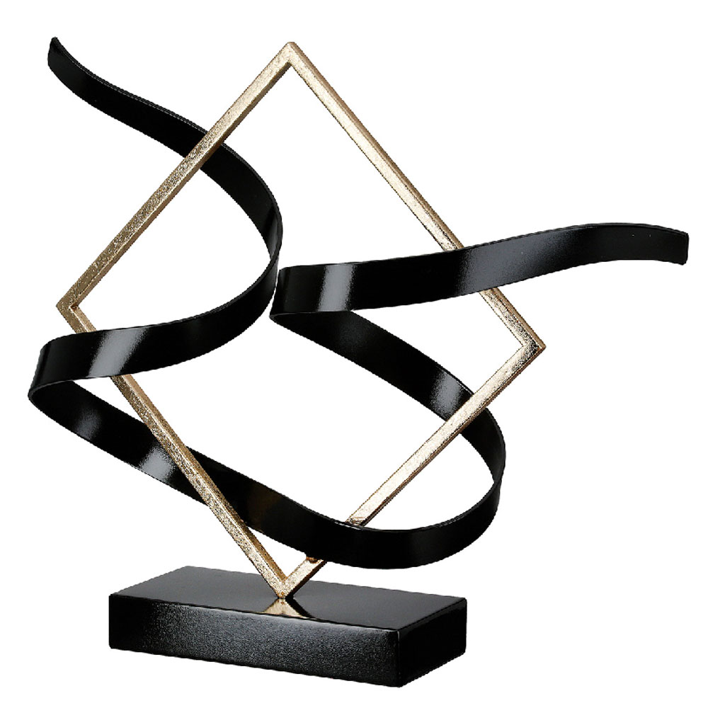 Noxel Metal Square Swing Sculpture in Black and Gold