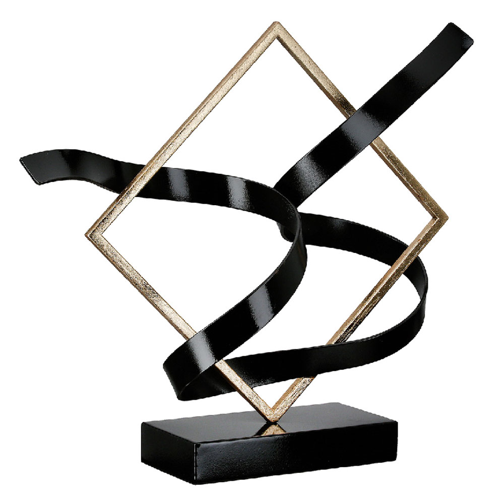 Noxel Metal Square Swing Sculpture in Black and Gold
