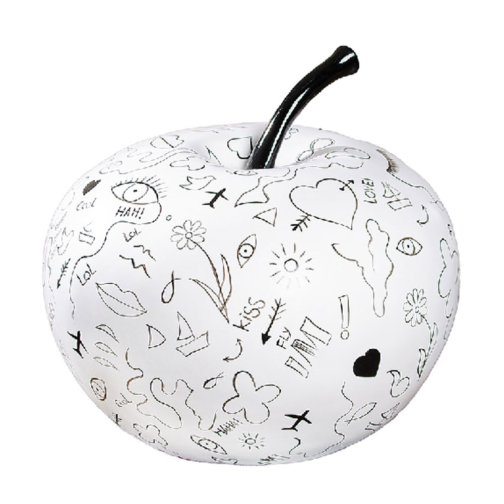 Noxel Synthetic Resin Modern Apple Sculpture in White and Black