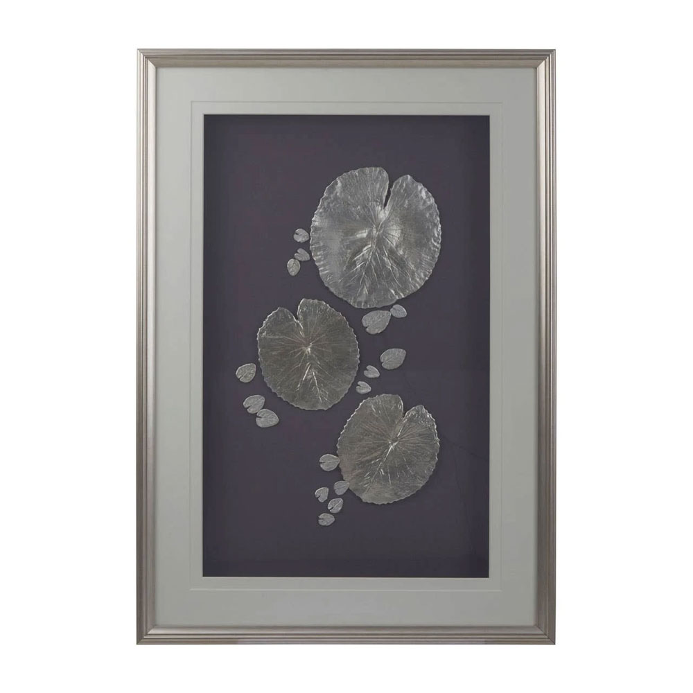 Noxen Silver Leaf Design Framed Wall Art