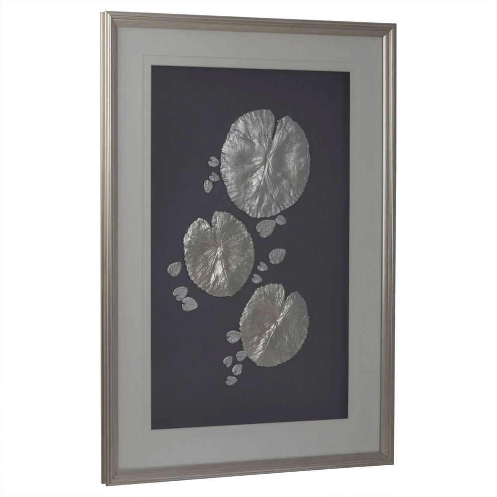 Noxen Silver Leaf Design Framed Wall Art
