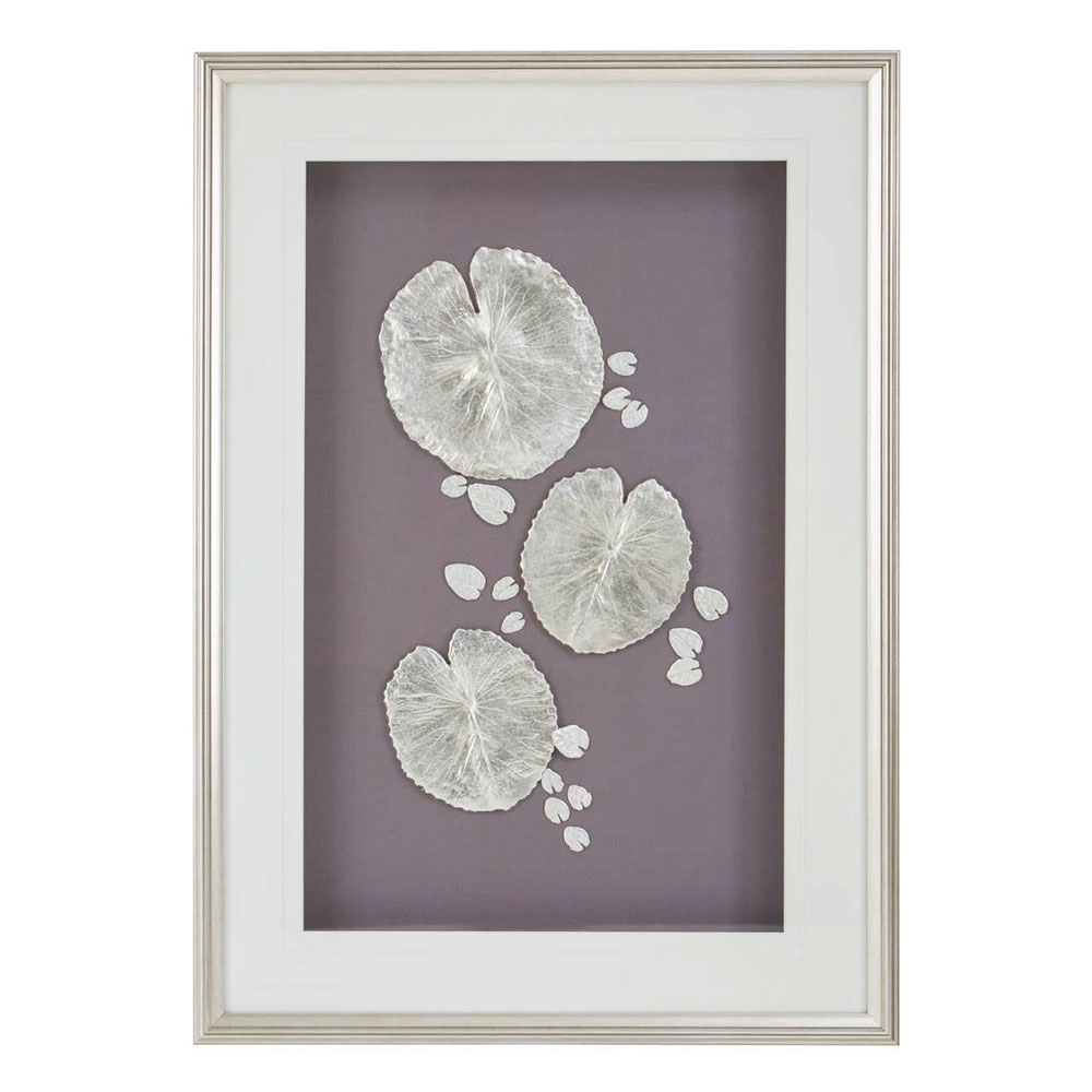Noxen Silver Leaf Design Wall Art with Wooden Frame