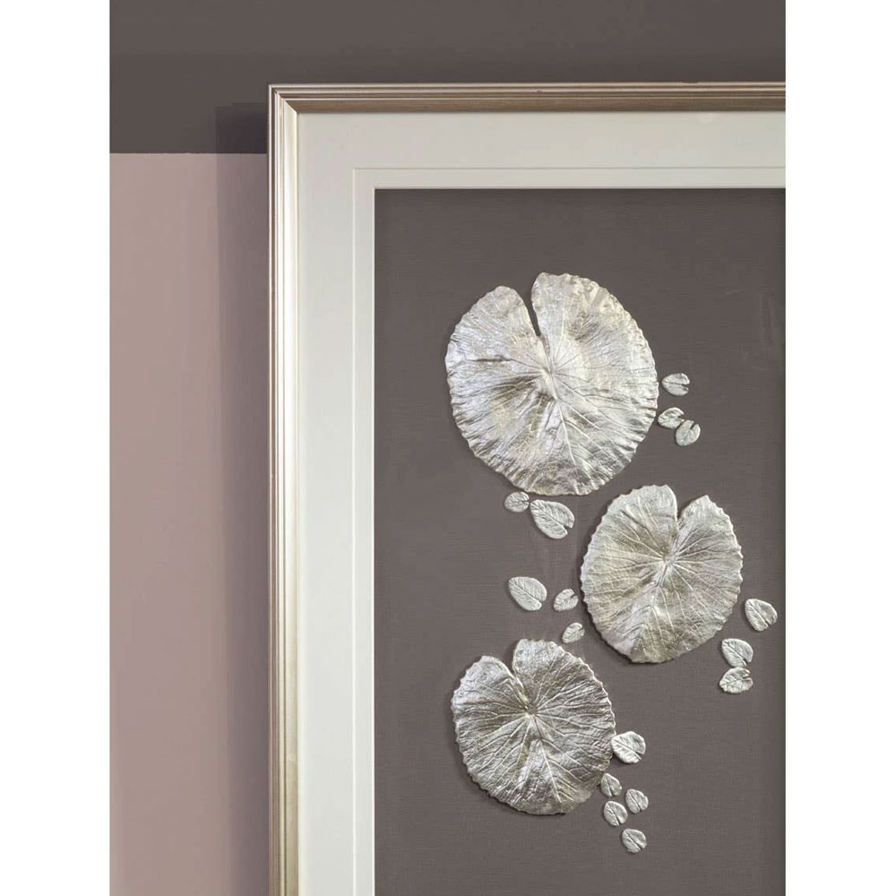 Noxen Silver Leaf Design Wall Art with Wooden Frame