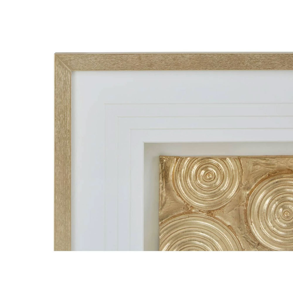 Noxen Wood Disc Design Wall Art in Gold and White