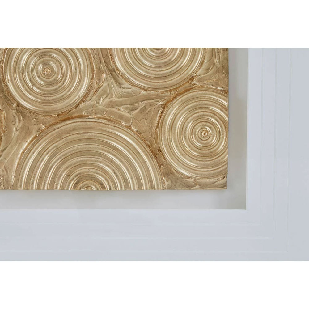 Noxen Wood Disc Design Wall Art in Gold and White