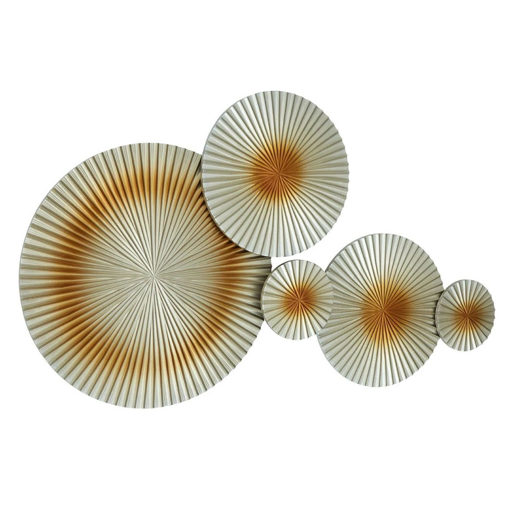 Noxen Wooden Abstract Discs Wall Sculpture in Gold