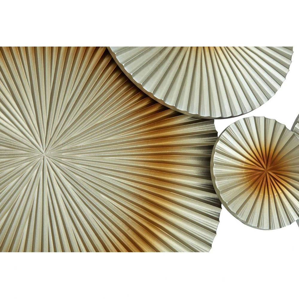 Noxen Wooden Abstract Discs Wall Sculpture in Gold