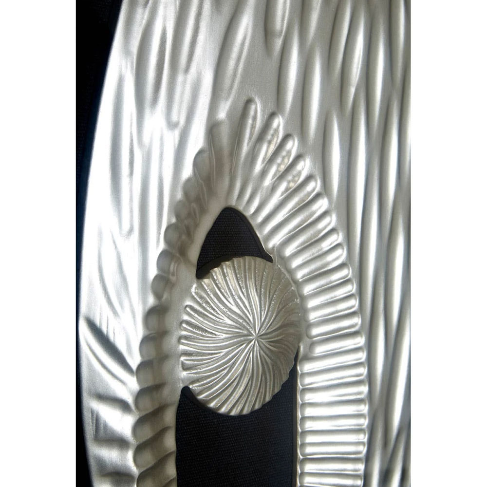 Noxen Wooden Oval Carving Wall Art in Black and Silver