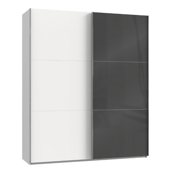 Read more about Noyd mirrored sliding wardrobe in grey and white