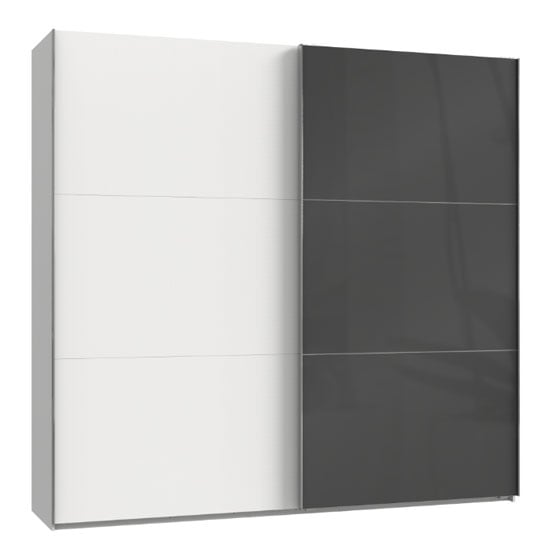 Read more about Noyd mirrored sliding wide wardrobe in grey and white