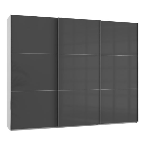 Noyd Wooden Sliding Wardrobe In Grey And White 3 Doors Furniture in