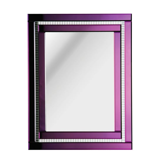 Nancy Rectangular Art Deco Style Wall Mirror In Purple