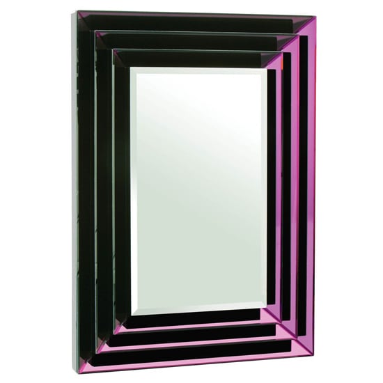 Nthrow Rectangular Wall Mirror In Purple Bevelled Frame