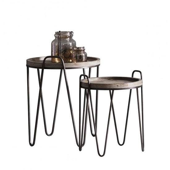 Nuffield Set Of 2 Wooden Nesting Tables With Metal Frame FiF