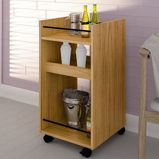 Photo of Nuneaton wooden drink trolley in oak effect