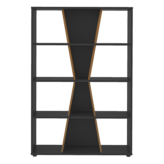 Nuneaton Medium Wooden Bookcase In Black And Pine Effect