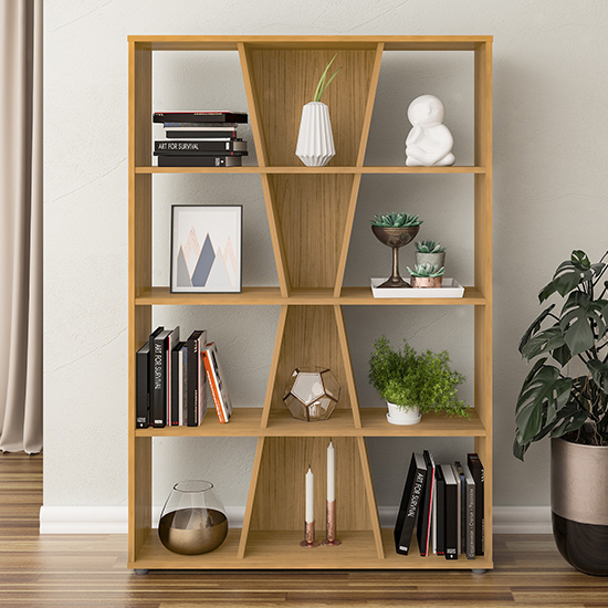 Product photograph of Nuneaton Medium Wooden Bookcase In Oak Effect from Furniture in Fashion