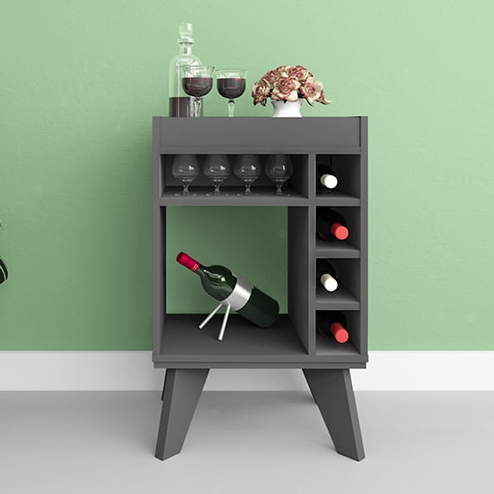 Product photograph of Nuneaton Wooden Mini Drinks Cabinet In Grey from Furniture in Fashion