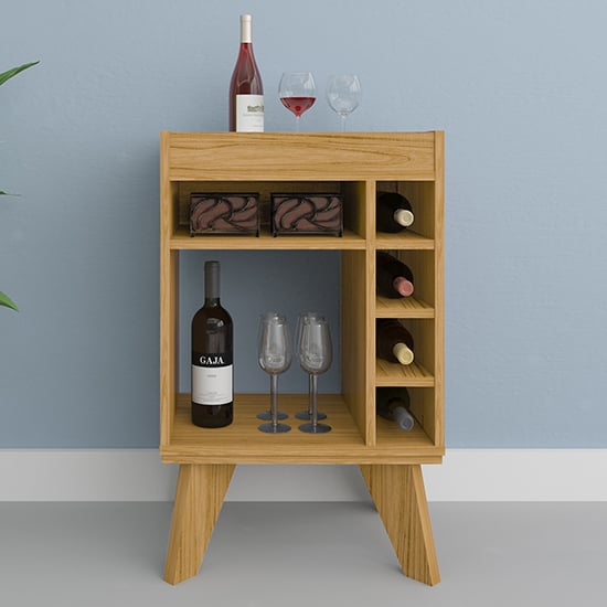 Product photograph of Nuneaton Wooden Mini Drinks Cabinet In Oak Effect from Furniture in Fashion