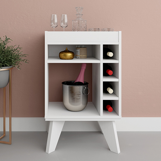 Product photograph of Nuneaton Wooden Mini Drinks Cabinet In White from Furniture in Fashion