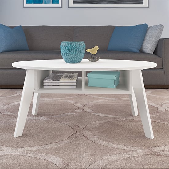 Photo of Nuneaton oval wooden coffee table in white