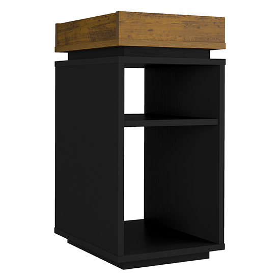 Nuneaton Wooden Storage Side Table In Black And Pine Effect_3
