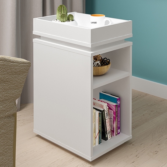 Product photograph of Nuneaton Wooden Storage Side Table In White from Furniture in Fashion