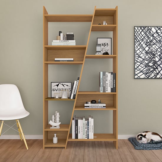 Read more about Nuneaton tall wooden bookcase in oak effect