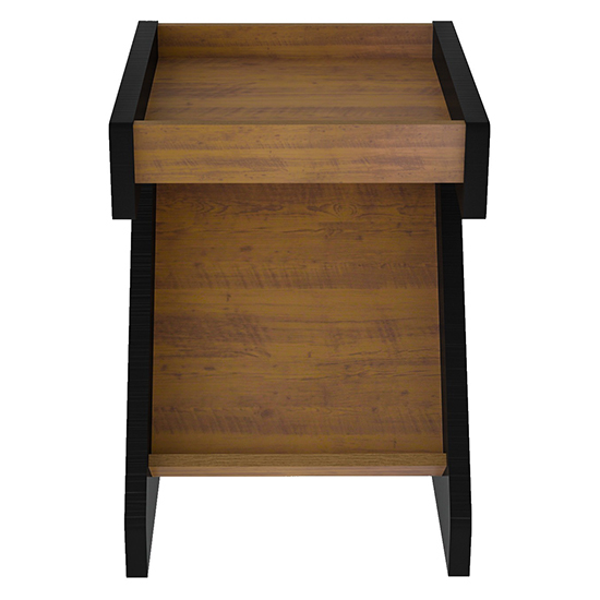 Nuneaton Wooden Z Shape Side Table In Black And Pine Effect_4