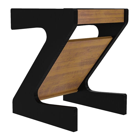 Nuneaton Wooden Z Shape Side Table In Black And Pine Effect_6