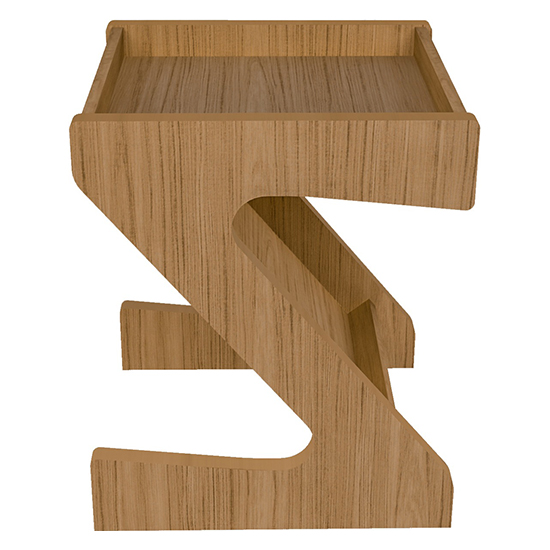 Nuneaton Wooden Z Shape Side Table In Oak Effect_5