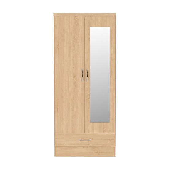 Mack Wooden Wardrobe With 2 Doors 1 Drawer In Sonoma Oak