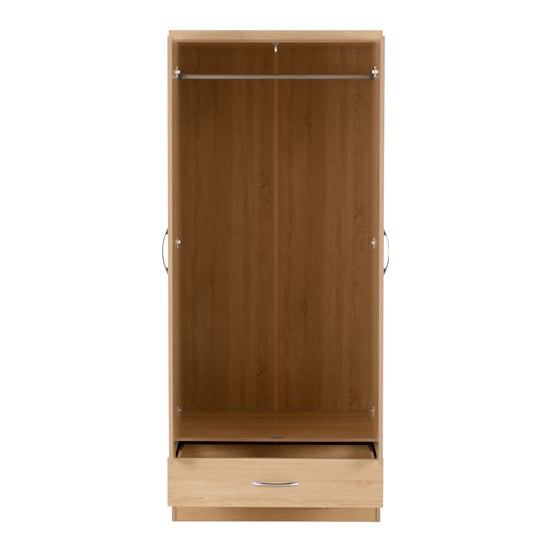 Mack Wooden Wardrobe With 2 Doors 1 Drawer In Sonoma Oak