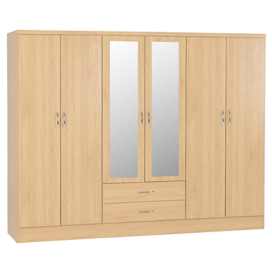 Read more about Noir wooden 6 doors 2 drawers wardrobe in sonoma oak